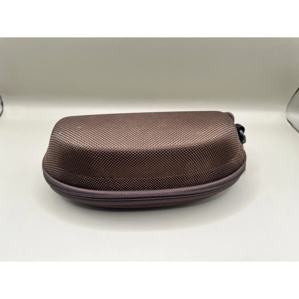 Maui Jim Brown Woven Zippered Clamshell Sunglasses Case Hard Shell With Clip